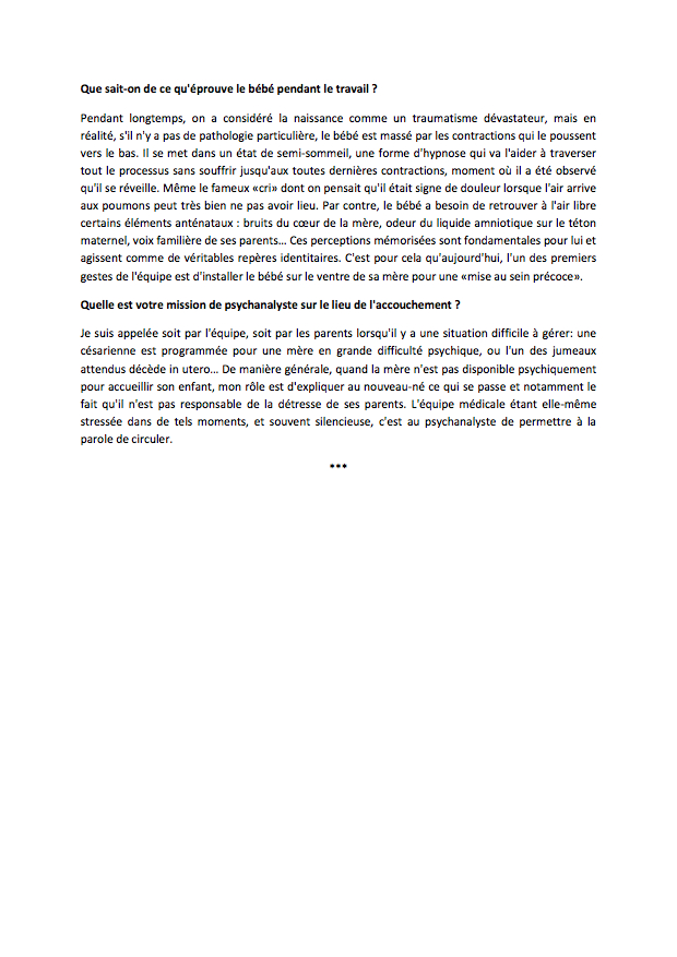 Les conditions de la séparation mère-bébé lors de l'accouchement orientent les psychologues et pédopsychiatres dans leurs thérapies d'enfants 3